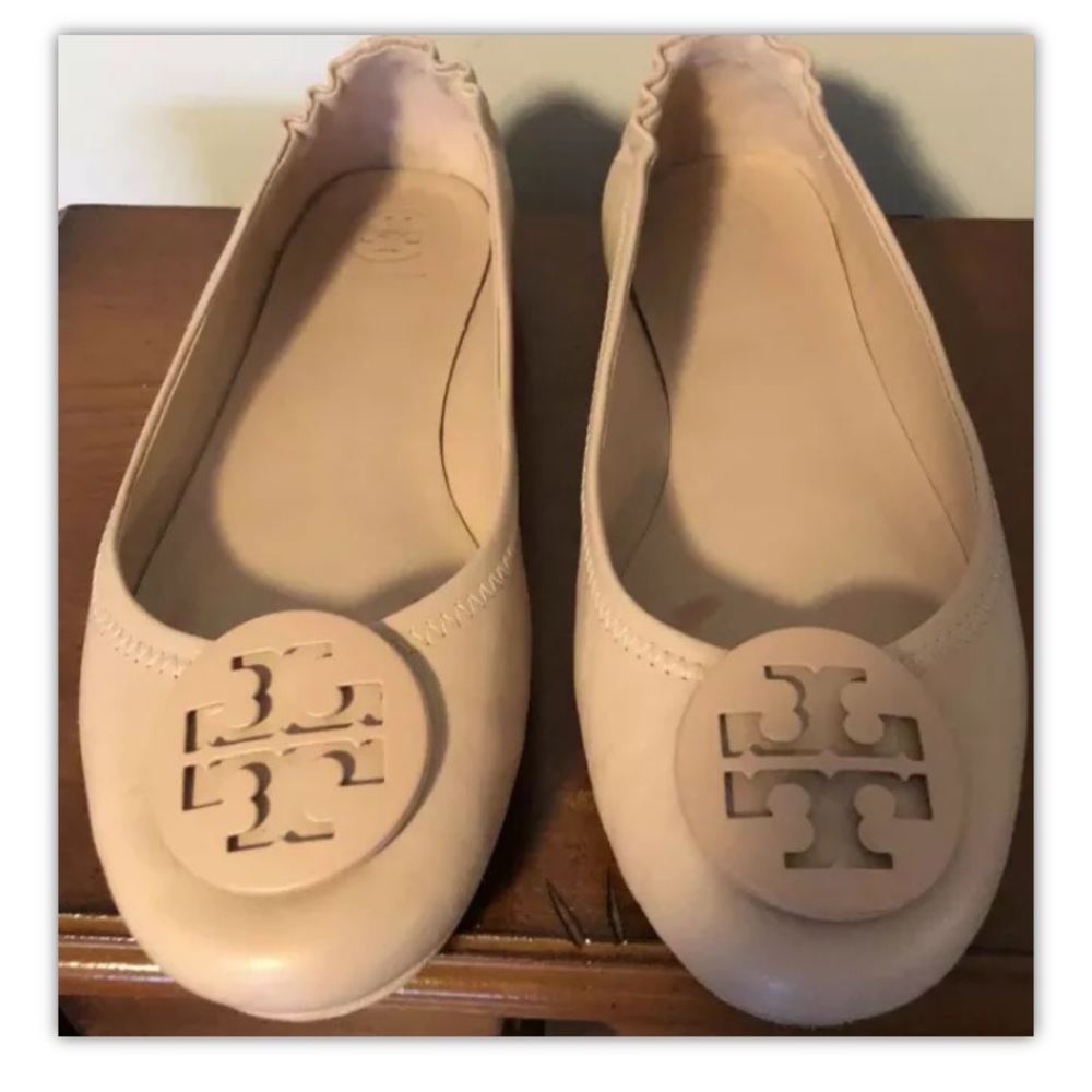 Tory Burch Minnie Travel Ballet Logo - Pink/Sand